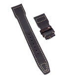 22mm Pilot Style Hickory Brown Alligator Embossed Calf Leather Watch Strap For IWC, Semi Square Tail