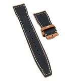 21mm Pilot Style Goldenrod Orange Calf Leather Watch Strap For IWC, Rivet Lug, Semi Square Tail
