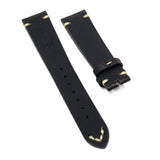 20mm, 22mm Vintage Style Black Tree Bark Pattern Calf Leather Watch Strap