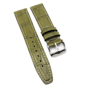 20mm Olive Green Alligator Embossed Calf Leather Watch Strap For IWC