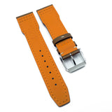 21mm Pilot Style Clay Orange Cross-Embossed Calf Leather Watch Strap For IWC, Semi Square Tail