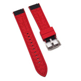 20mm, 22mm Hybrid Black Nylon Red FKM Rubber Watch Strap, Quick Release Spring Bars