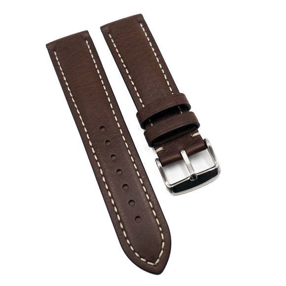 22mm Walnut Brown Calf Leather Watch Strap For Blancpain