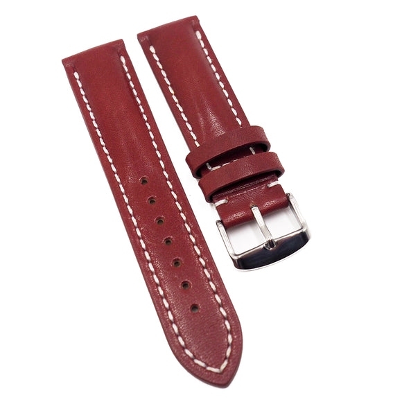 22mm Red Calf Leather Watch Strap For Breitling