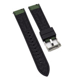 20mm, 22mm Hybrid Army Green Nylon FKM Rubber Watch Strap, Quick Release Spring Bars