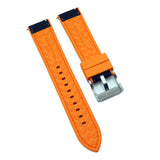 20mm, 22mm Hybrid Black Nylon Orange FKM Rubber Watch Strap, Quick Release Spring Bars