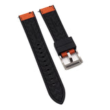 20mm, 22mm Hybrid Orange Nylon FKM Rubber Watch Strap, Quick Release Spring Bars
