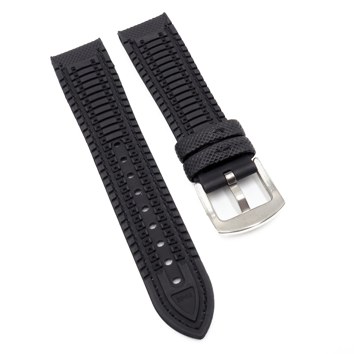 20mm, 21mm, 22mm, 23mm, 24mm Hybrid Black Fiber Rubber Watch Strap, Wh ...