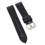 20mm, 21mm, 22mm, 23mm, 24mm Hybrid Black Fiber Rubber Watch Strap
