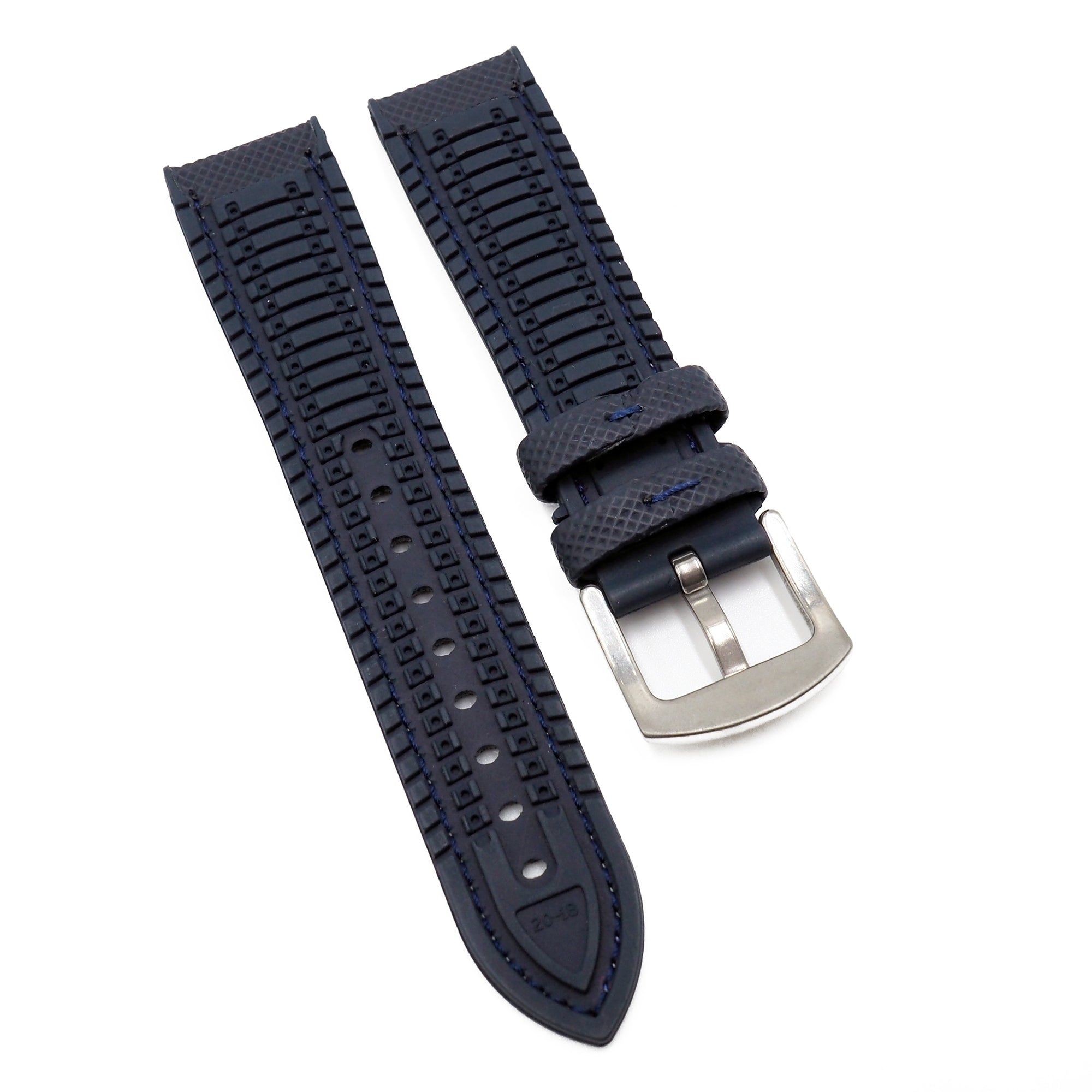 20mm, 21mm, 22mm, 23mm, 24mm Hybrid Navy Blue Fiber Rubber Watch