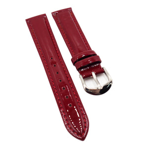 16mm, 18mm Red Patent Leather Watch Strap