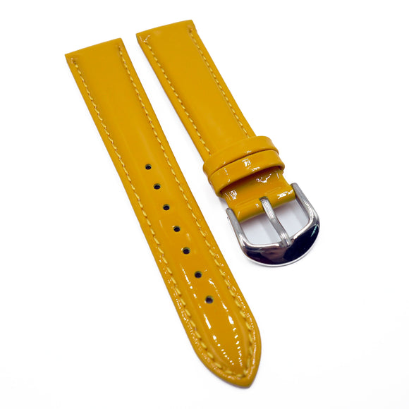 16mm, 18mm Yellow Patent Leather Watch Strap