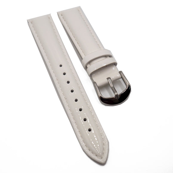 16mm, 18mm White Patent Leather Watch Strap
