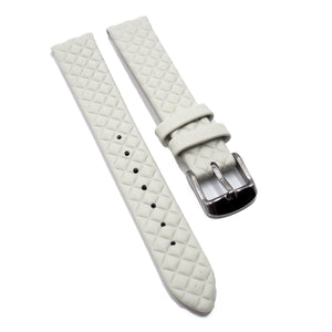 16mm White Square-Embossed Calf Leather Watch Strap