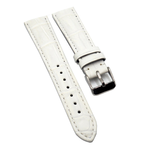 18mm, 20mm, 22mm White Alligator Leather Watch Strap