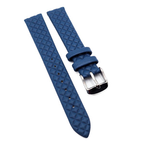 16mm Blue Square-Embossed Calf Leather Watch Strap