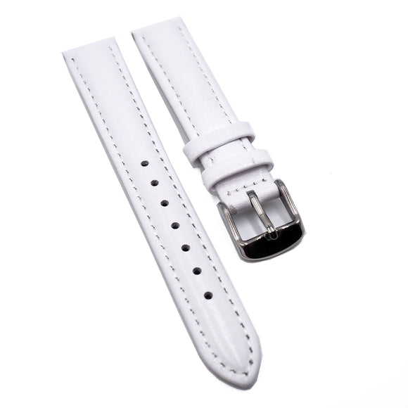 16mm White Calf Leather Watch Strap