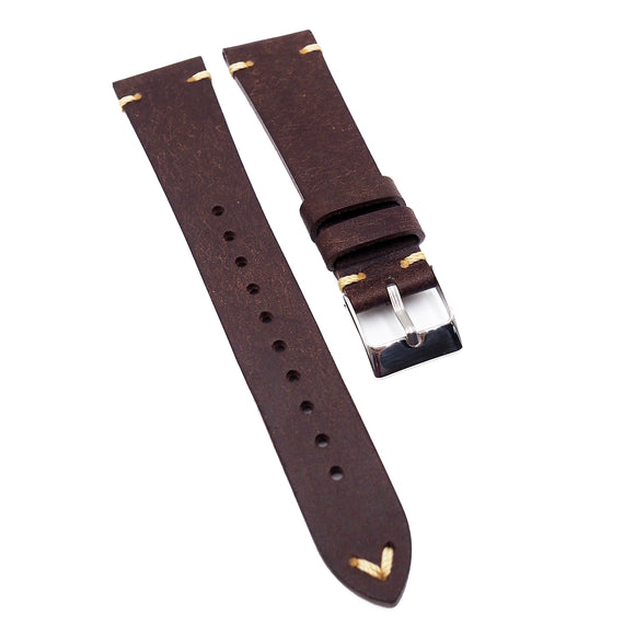 20mm Vintage Style Brown Pueblo Calf Leather Watch Strap