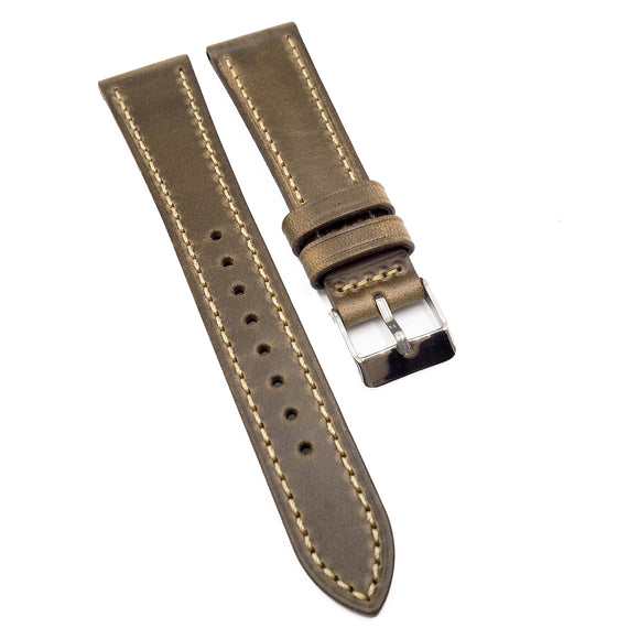 18mm, 20mm Classic Style Brown Horween Leather Watch Strap