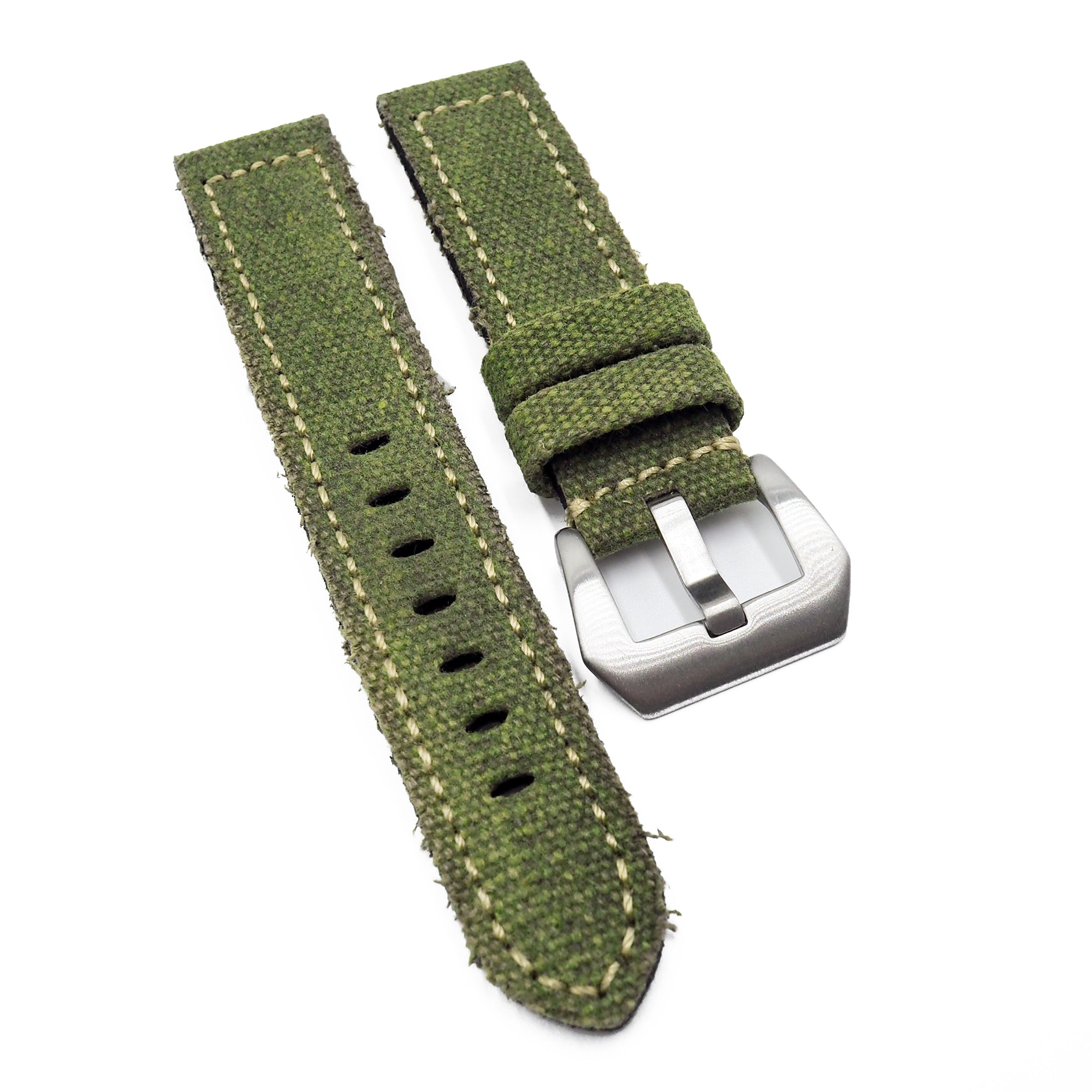 20mm MiLTAT Canvas G10 military watch strap, military color with lockstitch  round hole, Forest Green