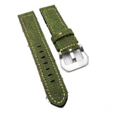 20mm, 22mm, 24mm Military Style Army Green Canvas Watch Strap, Both Sides in Canvas