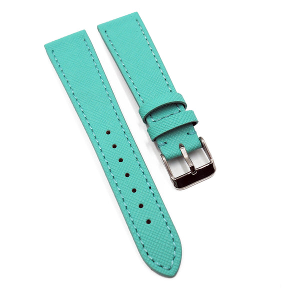 20mm Aqua Saffiano Leather Watch Strap