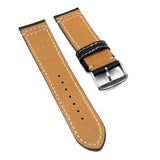 24mm Black Calf Leather Watch Strap For Breitling Super Avi