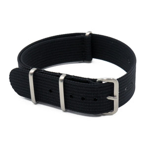 20mm, 22mm Nato Style Black Ribbed Nylon Watch Strap