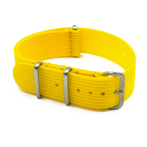 20mm, 22mm Nato Style Yellow Ribbed Nylon Watch Strap