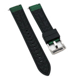 20mm, 22mm Hybrid Green Saffiano Leather FKM Rubber Watch Strap, Quick Release Spring Bars-Revival Strap