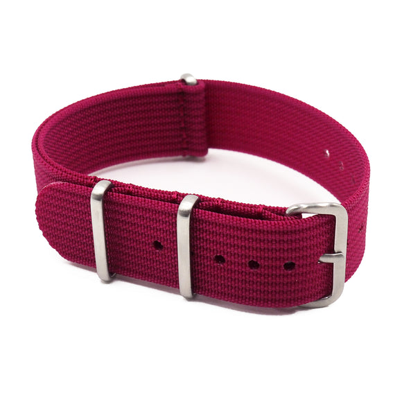 20mm, 22mm Nato Style Hibiscus Red Ribbed Nylon Watch Strap