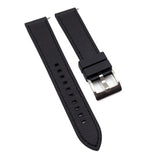 20mm, 22mm Hybrid Black Saffiano Leather FKM Rubber Watch Strap, Quick Release Spring Bars-Revival Strap