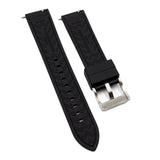 20mm, 22mm Hybrid Black Saffiano Leather FKM Rubber Watch Strap, Quick Release Spring Bars-Revival Strap