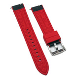 20mm, 22mm Hybrid Black Saffiano Leather Red FKM Rubber Watch Strap, Quick Release Spring Bars-Revival Strap