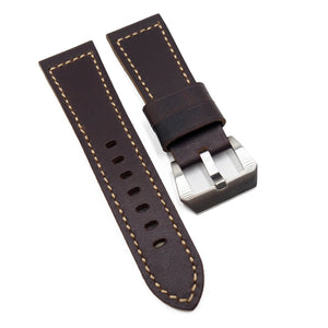 26mm Dark Brown Calf Leather Watch Strap For Panerai-Revival Strap