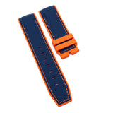23mm Dual Color Navy Blue & Orange Curved End Rubber Watch Strap For Tudor Black Bay Bronze 43mm-Revival Strap
