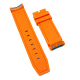 23mm Dual Color Navy Blue & Orange Curved End Rubber Watch Strap For Tudor Black Bay Bronze 43mm-Revival Strap