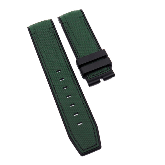 23mm Dual Color Green & Black Curved End Rubber Watch Strap For Tudor Black Bay Bronze 43mm-Revival Strap