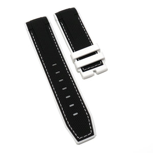 23mm Dual Color Black & White Curved End Rubber Watch Strap For Tudor Black Bay Bronze 43mm-Revival Strap