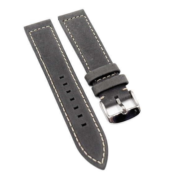 20mm Iron Gray Matte Calf Leather Watch Strap For Zenith-Revival Strap