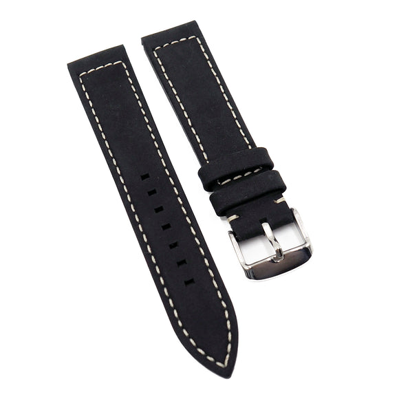 20mm Black Matte Calf Leather Watch Strap For Zenith-Revival Strap