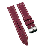 20mm Dark Red Matte Calf Leather Watch Strap For Zenith-Revival Strap
