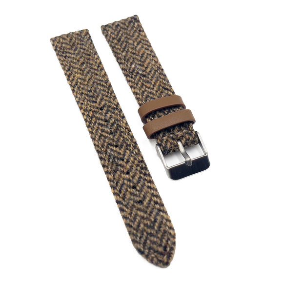 18mm, 20mm, 22mm Harris Tweed Style Tortilla Brown Fabric Watch Strap-Revival Strap