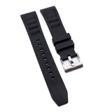 20mm RM Vented Pattern Straight End Black FKM Rubber Watch Strap, Quick Release Spring Bars-Revival Strap