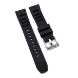 20mm RM Vented Pattern Straight End Black FKM Rubber Watch Strap, Quick Release Spring Bars-Revival Strap