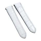 18mm White Alligator Embossed Calf Leather Watch Strap For Cartier Santos Medium Model, Quick Switch System-Revival Strap