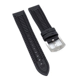 20mm, 21mm, 23mm, 24mm Hybrid Black Fiber Rubber Watch Strap