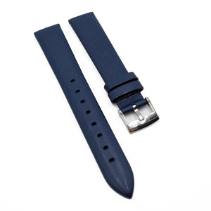 14mm, 16mm Blue Calf Leather Watch Strap, No Stitching
