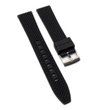 18mm Square Pattern Black FKM Rubber Watch Strap, Quick Release Spring Bars