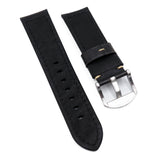 22mm, 24mm Black Waxy Leather Watch Strap For Panerai